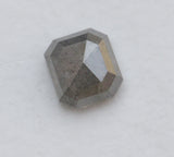 3.8x3.5mm Gray Emerald Cut Diamond, 0.31 Cts Gray Emerald Rose Cut Loose Diamond