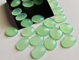 18-19mm Apple Green Chalcedony Cabochons, Green Chalcedony Rose Cut