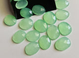 18-19mm Apple Green Chalcedony Cabochons, Green Chalcedony Rose Cut