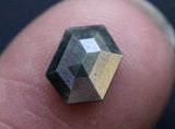 Gray Long Hexagon Shaped Diamond, 7.6x5.4mm Rose Cut Diamond for Pendant-PDD219