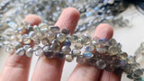 5-5.5 mm AAA Labradorite Faceted Heart Beads, Natural Blue Fire AAA Quality