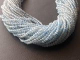 2 mm Aquamarine Faceted Rondelles Natural Aquamarine Beads For Necklace