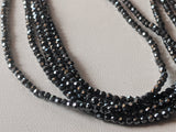 2 mm Black Spinel Faceted Rondelles Coated Black Spinel Beads For Necklace Black