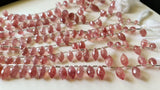 12-14 mm Strawberry Quartz Faceted Puffed Marquise Natural Pink Quartz Marquise