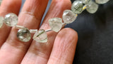 7-9 mm Green Rutile Quartz Trillion, Natural Green Rutilated Quartz Faceted