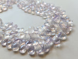 7-9 mm Lavender Quartz Faceted Pear, Natural Lavender Quartz Briolette, Lavender