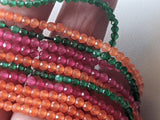 2.5 mm Chalcedony Faceted Rondelles Orange/Hot Pink/Green Beads For Necklace