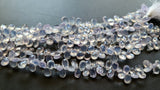 7-9 mm Lavender Quartz Faceted Pear, Natural Lavender Quartz Briolette, Lavender