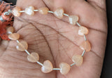 8 mm Peach Moonstone Heart Beads, 7 Inch, 15 Pcs Peach Moonstone Faceted Heart