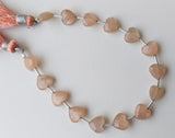 8mm Peach Moonstone Heart Beads, 7 Inch, 15 Pcs Peach Moonstone Faceted Heart