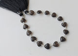 8 mm Smoky Quartz Heart Bead, 7 Inch, 15 Pcs Smoky Quartz Faceted Heart Straight