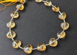 8 mm Citrine Heart Beads, 7 Inch, 15 Pcs Citrine Faceted Heart Straight Drill