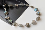 8 mm Labradorite Heart Beads, 7 Inch, 15 Pcs Labradorite Faceted Straight Drill