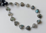 8 mm Labradorite Heart Beads, 7 Inch, 15 Pcs Labradorite Faceted Straight Drill