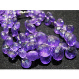 8 mm African Amethyst Micro Faceted Heart Shaped Briolette, Amethyst Faceted