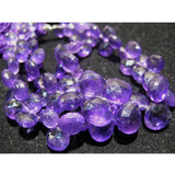 10 mm African Amethyst Micro Faceted Heart Shaped Briolette, Amethyst Faceted