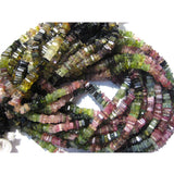 4mm Multi Tourmaline Beads, Natural Multi Tourmaline Square Heishi Beads, Multi