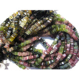 6mm Multi Tourmaline Beads, Natural Multi Tourmaline Square Heishi Beads, Multi