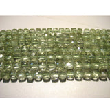 7 mm Green Amethyst Faceted Cubes, Green Amethyst Faceted Box Beads, Green