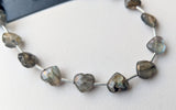 8 mm Labradorite Heart Bead, 7 Inch, 15 Pcs Labradorite Faceted Heart Side Drill