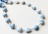 8mm Blue Opal Heart Bead, 7 Inch, 15 Pcs Blue Opal Faceted Heart Side Drill Bead