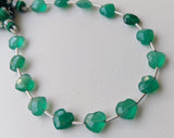 8 mm Green Onyx Heart Beads, 7 Inch, 15 Pcs Green Onyx Faceted Heart Side Drill