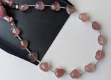 8 mm Strawberry Quartz Heart Beads, 7 Inch, 15 Pcs Strawberry Quartz Faceted