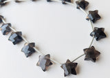 10 mm Smoky Quartz Star Beads, 7 Inch, 15 Pcs Smoky Quartz Faceted Star Side