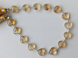 8 mm Citrine Heart Beads, 7 Inch, 15 Pcs Citrine Faceted Heart Straight Drill