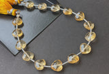 8 mm Citrine Heart Beads, 7 Inch, 15 Pcs Citrine Faceted Heart Straight Drill