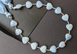 8mm Blue Opal Heart Beads, 7 Inch, 15 Pcs Blue Opal Faceted Heart Straight Drill