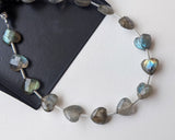 8 mm Labradorite Heart Beads, 7 Inch, 15 Pcs Labradorite Faceted Straight Drill