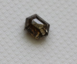 Brown Hexagon Shaped Diamond, 0.47 Ct 5x3.7mm Rose Cut Diamond for Ring-PDD278