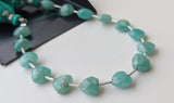 8 mm Amazonite Heart Bead, 7 Inch, 15 Pcs Amazonite Faceted Heart Straight Drill