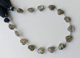 8 mm Labradorite Heart Bead, 7 Inch, 15 Pcs Labradorite Faceted Heart Side Drill