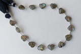 8 mm Labradorite Heart Bead, 7 Inch, 15 Pcs Labradorite Faceted Heart Side Drill