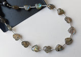 8 mm Labradorite Heart Bead, 7 Inch, 15 Pcs Labradorite Faceted Heart Side Drill