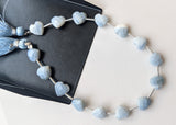 8mm Blue Opal Heart Bead, 7 Inch, 15 Pcs Blue Opal Faceted Heart Side Drill Bead