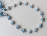 8mm Blue Opal Heart Bead, 7 Inch, 15 Pcs Blue Opal Faceted Heart Side Drill Bead