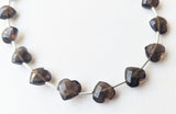 8 mm Smoky Quartz Heart Beads, 7 Inch, 15 Pcs Smoky Quartz Faceted Heart Side