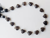 8 mm Smoky Quartz Heart Beads, 7 Inch, 15 Pcs Smoky Quartz Faceted Heart Side