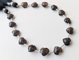 8 mm Smoky Quartz Heart Beads, 7 Inch, 15 Pcs Smoky Quartz Faceted Heart Side