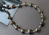 8 mm Smoky Quartz Heart Beads, 7 Inch, 15 Pcs Smoky Quartz Faceted Heart Side