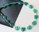 8 mm Green Onyx Heart Beads, 7 Inch, 15 Pcs Green Onyx Faceted Heart Side Drill