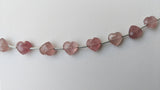 8 mm Strawberry Quartz Heart Beads, 7 Inch, 15 Pcs Strawberry Quartz Faceted