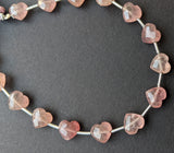 8 mm Strawberry Quartz Heart Beads, 7 Inch, 15 Pcs Strawberry Quartz Faceted