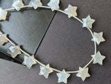 10 mm Gray Moonstone Star Beads, 7 Inch, 15 Pcs Gray Moonstone Faceted Star