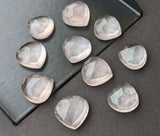 9.5-10mm Rose Quartz Cabochons, Natural Rose Quartz Faceted Heart Shaped