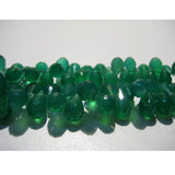 7x10 mm Green Onyx Faceted Drop Beads, Green Onyx Faceted Drops, Natural Green