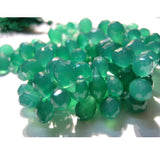 7x10 mm Green Onyx Faceted Drop Beads, Green Onyx Faceted Drops, Natural Green